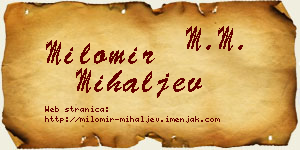 Milomir Mihaljev vizit kartica